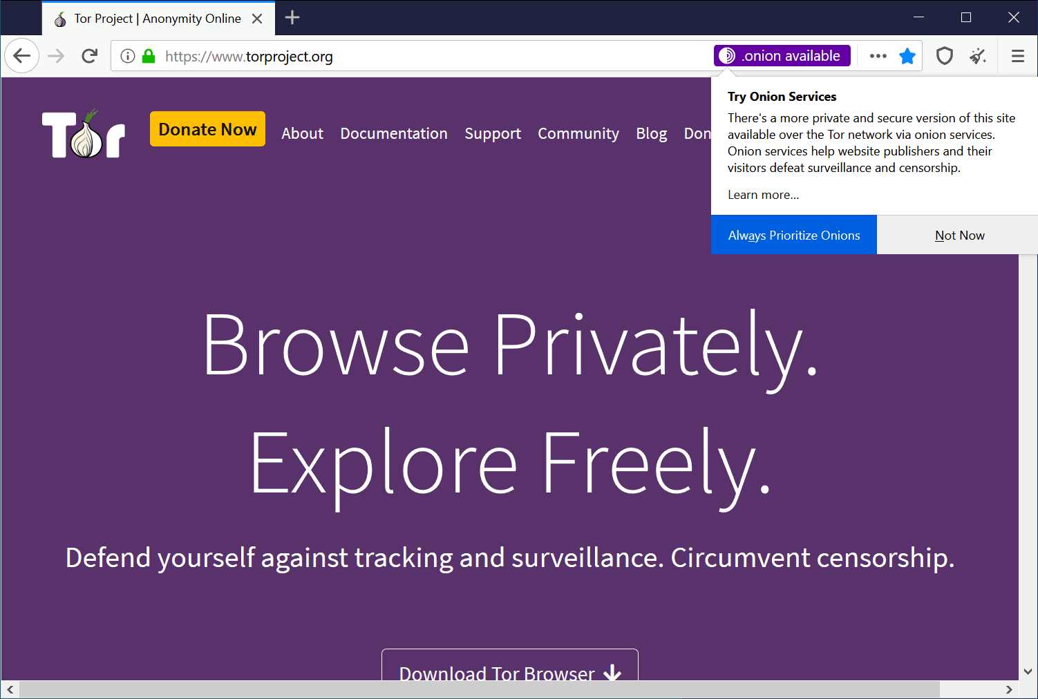 tor browser onion available