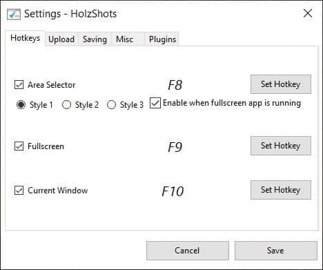 Capture screenshots using hotkeys and edit them with HolzShots