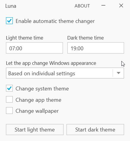 Change the Windows theme and wallpaper automatically on a schedule with Luna
