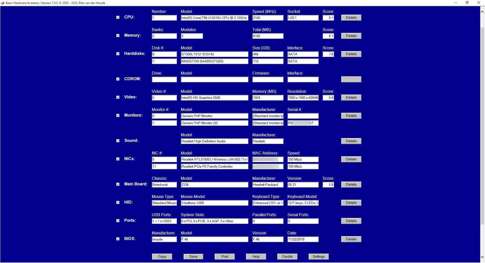 Get a report of your computer's components with Basic Hardware Inventory