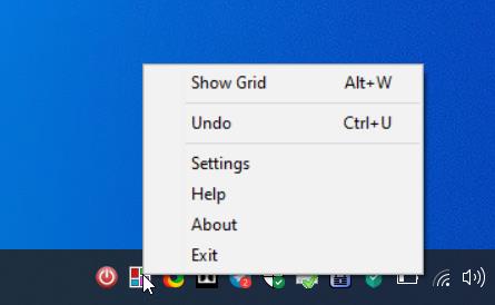 ScreenGridy tray menu