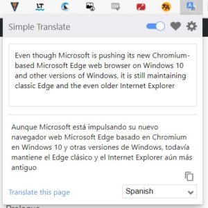 Translate selected text quickly with the Simple Translate extension for Chrome and Firefox