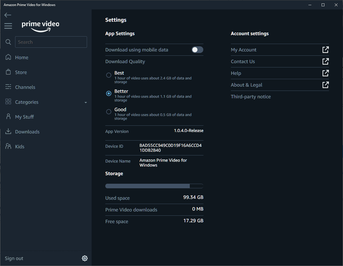 amazon prime video settings