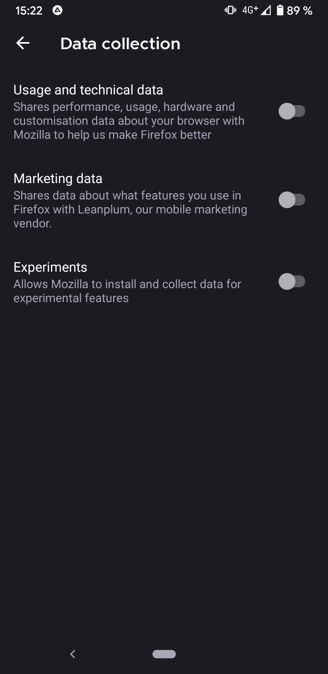 firefox 79 android data collection