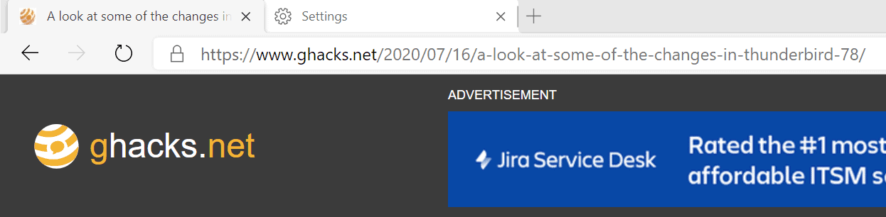 microsoft edge- full address