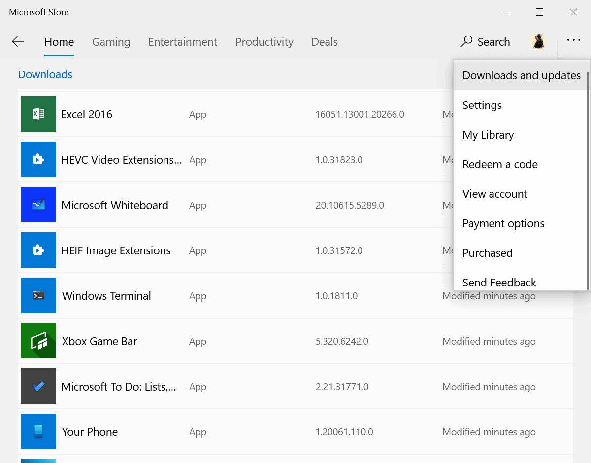 microsoft store downloads updates