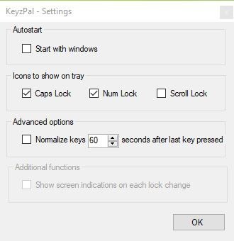 KeyzPal settings