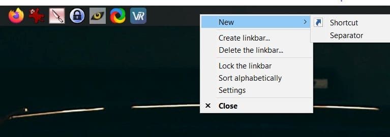 Linkbar menu