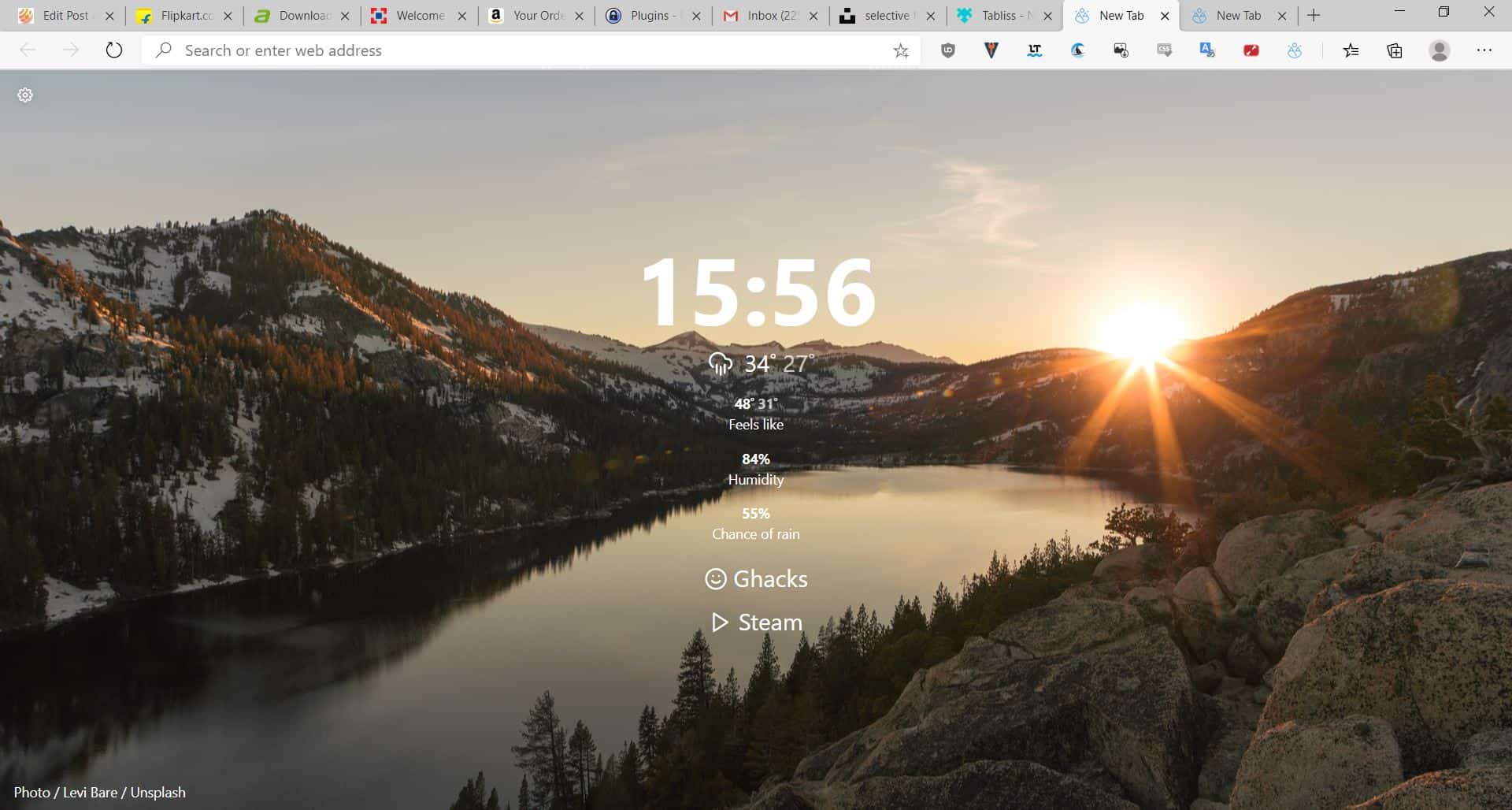 Tabliss is an elegant new tab replacement extension for Firefox and Chrome