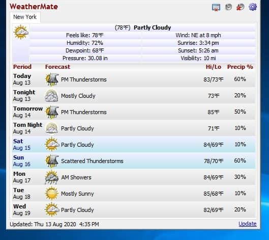 WeatherMate forecast weekly