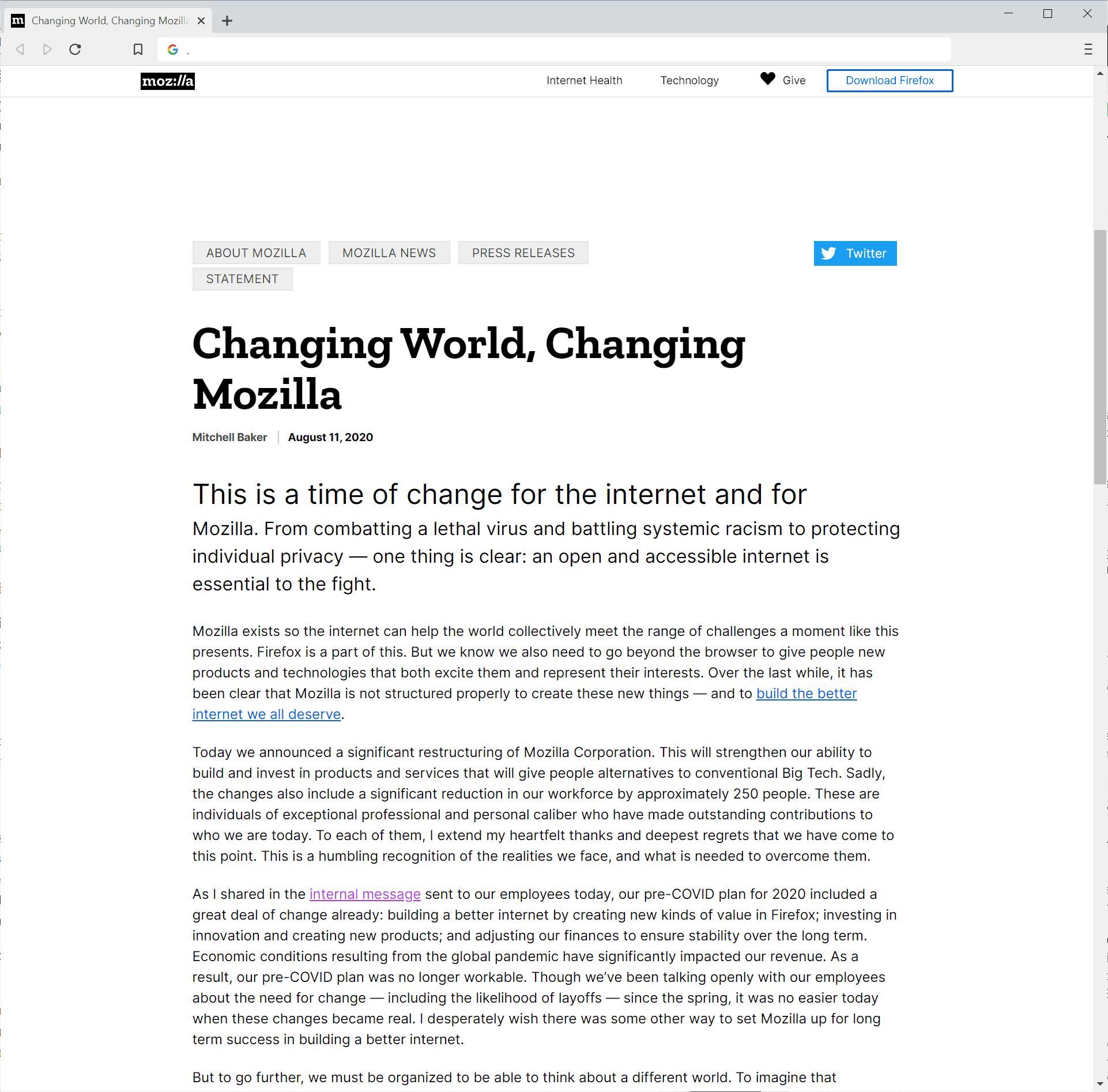 mozilla lay off 250