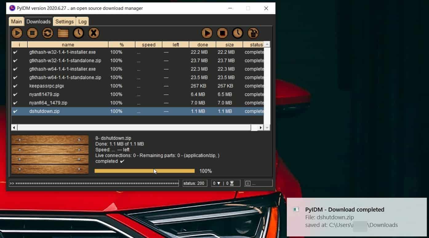 pyidm download complete notification