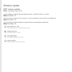 windows updates august 2020