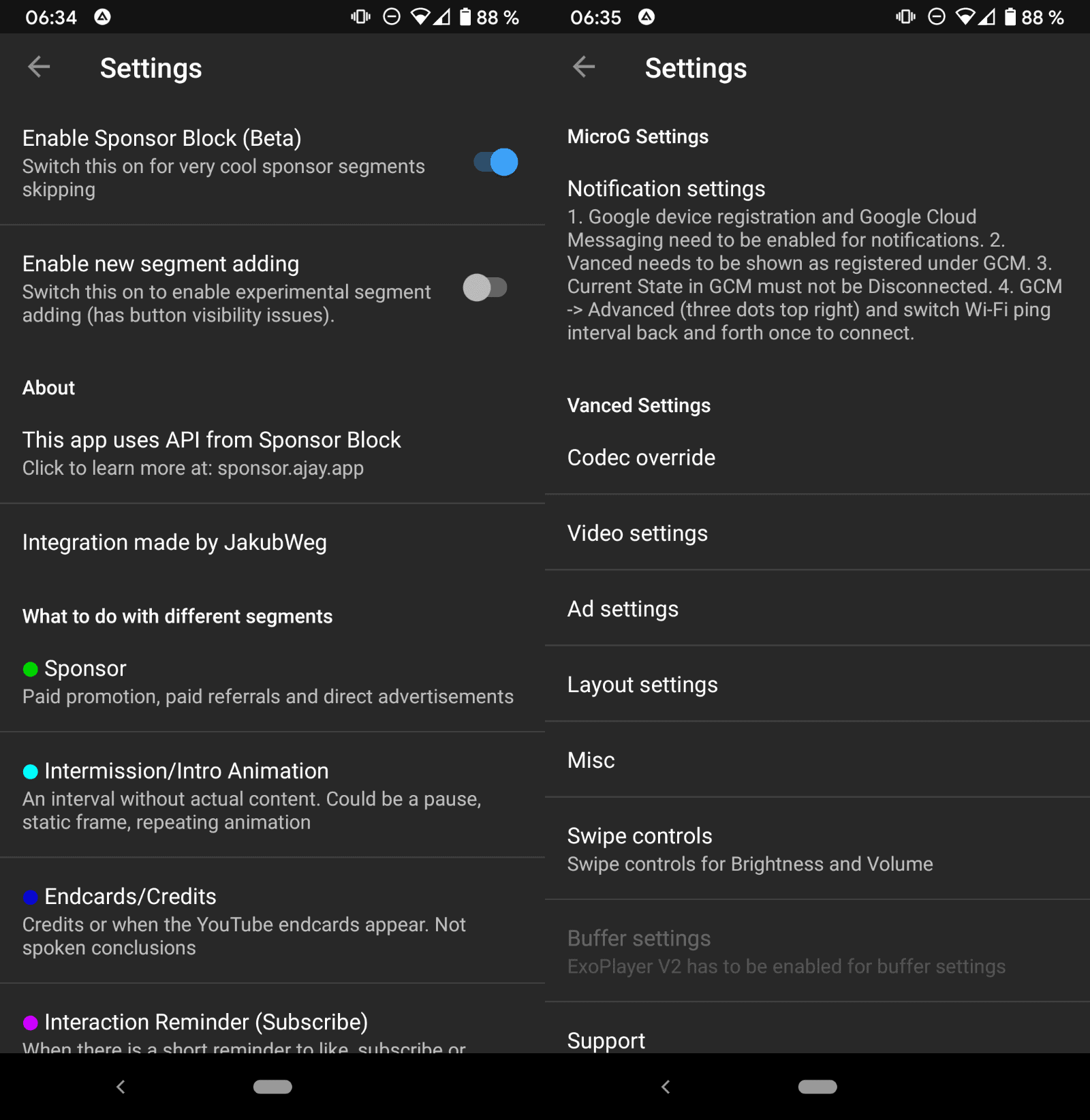 youtube vanced settings