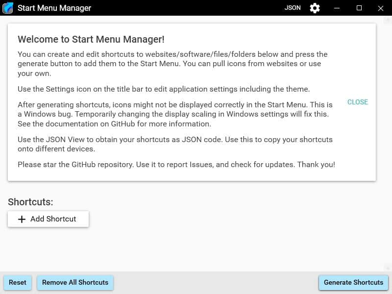 Create customized shortcuts for the Start Menu using Start Menu Manager