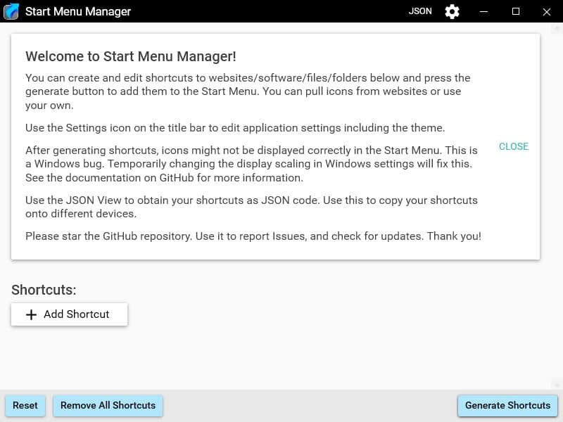 Create customized shortcuts for the Start Menu using Start Menu Manager