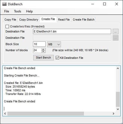 DiskBench create file 2