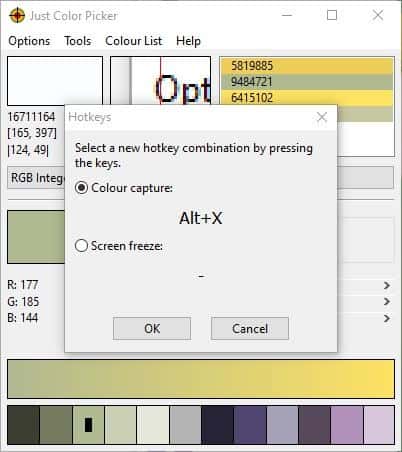 Just Color Picker hotkeys