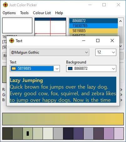 Just Color Picker text view