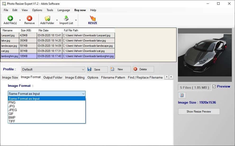 Photo Resizer Expert convert images