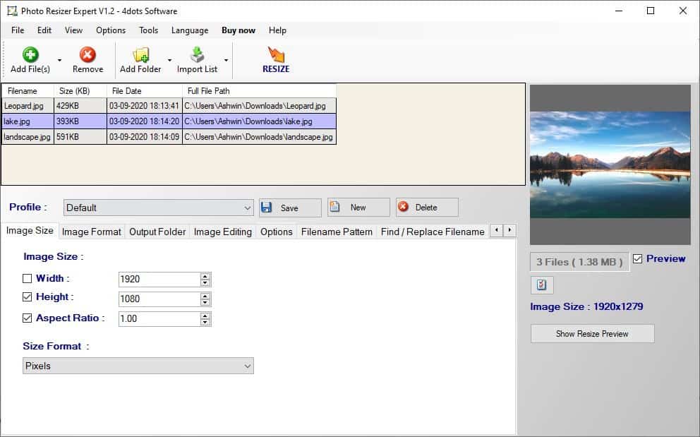 Photo Resizer Expert è uno strumento freeware che può ridimensionare in batch, convertire, filigranare le immagini