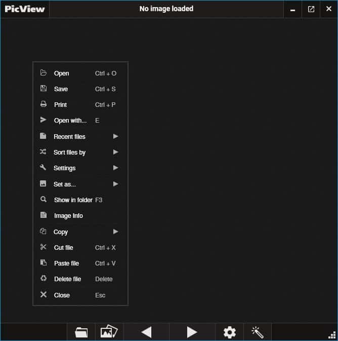 PicView context menu