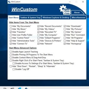 WinCustom is a freeware tool that can be used to disable various options in Windows