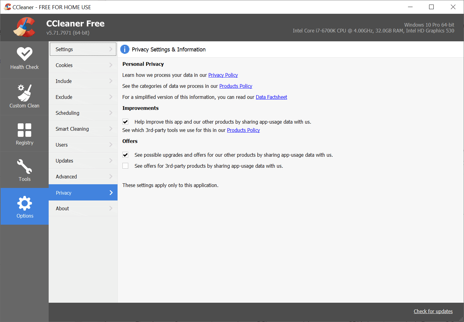 CCleaner 5.71 with new privacy opt-out for offers