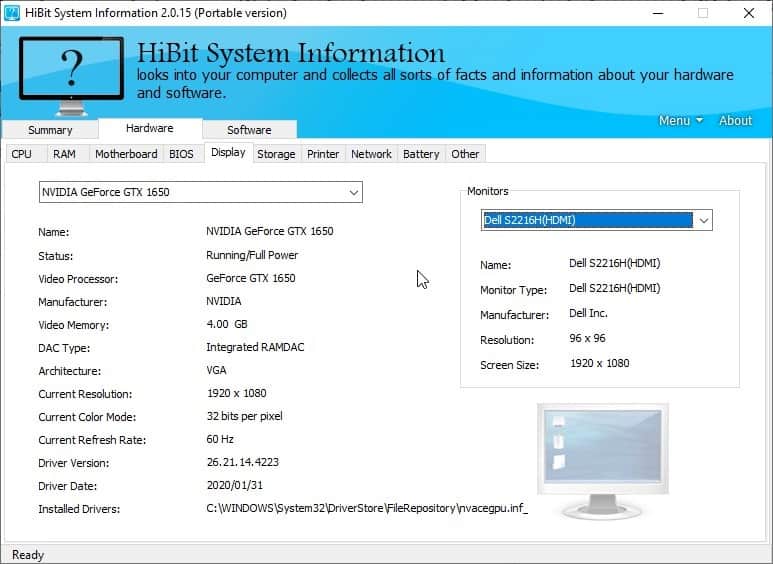 HiBit System Information - display