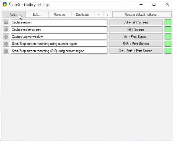 How to add a hotkey for delayed screenshot capture in ShareX