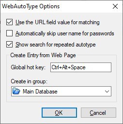 KeePass WebAutoType options