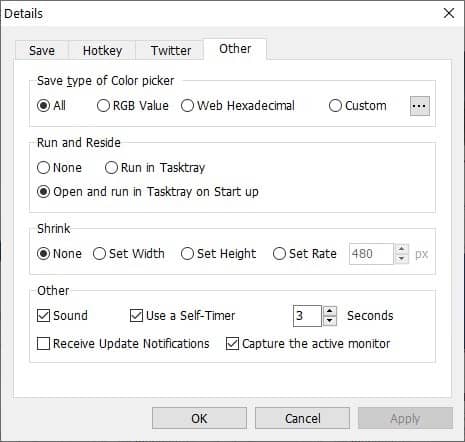 SnapCrab settings - other
