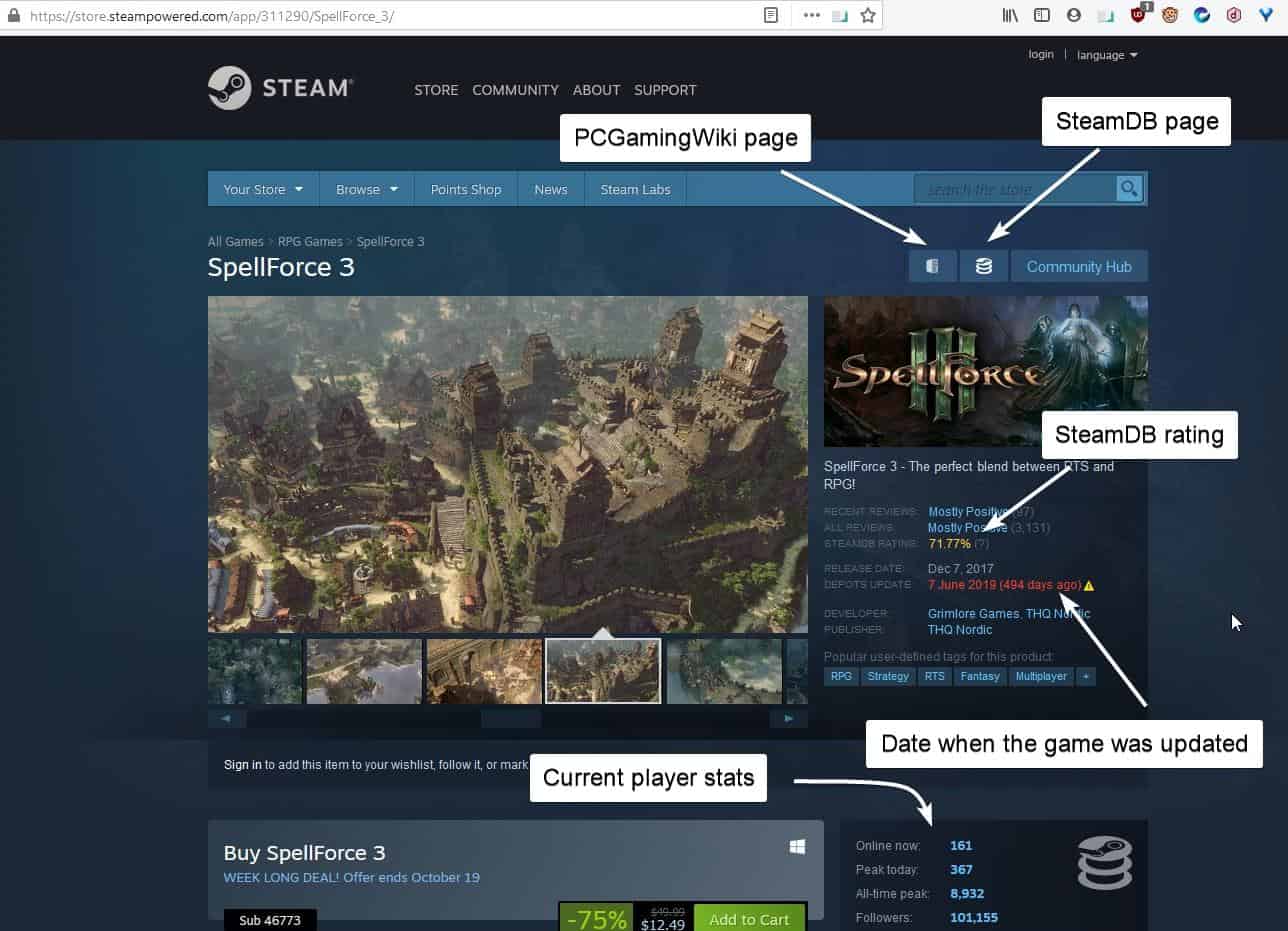 Get the price history of games, active player stats and more on Steam's  website with the Steamdb extension for Firefox and Chrome - gHacks Tech News