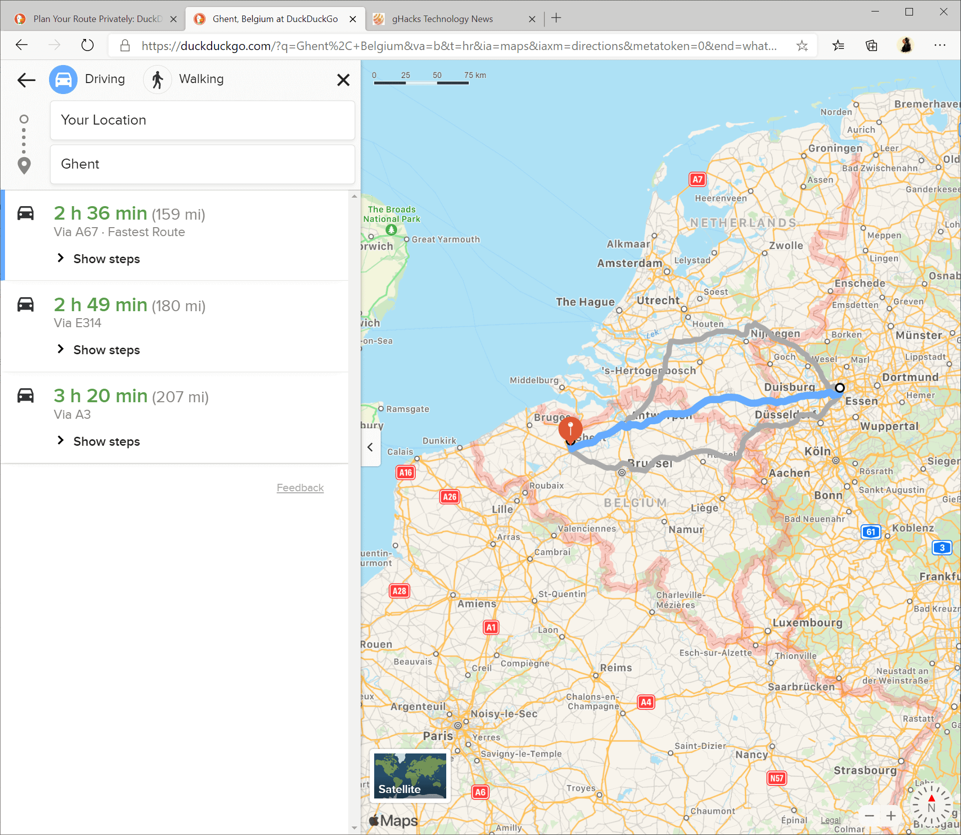 DuckDuckGo Maps gets Directions feature