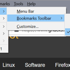 firefox-bookmarks toolbar new tab