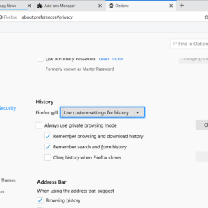 firefox clear history on exit