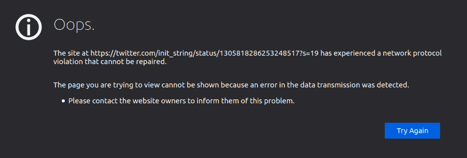firefox twitter network protocol violation