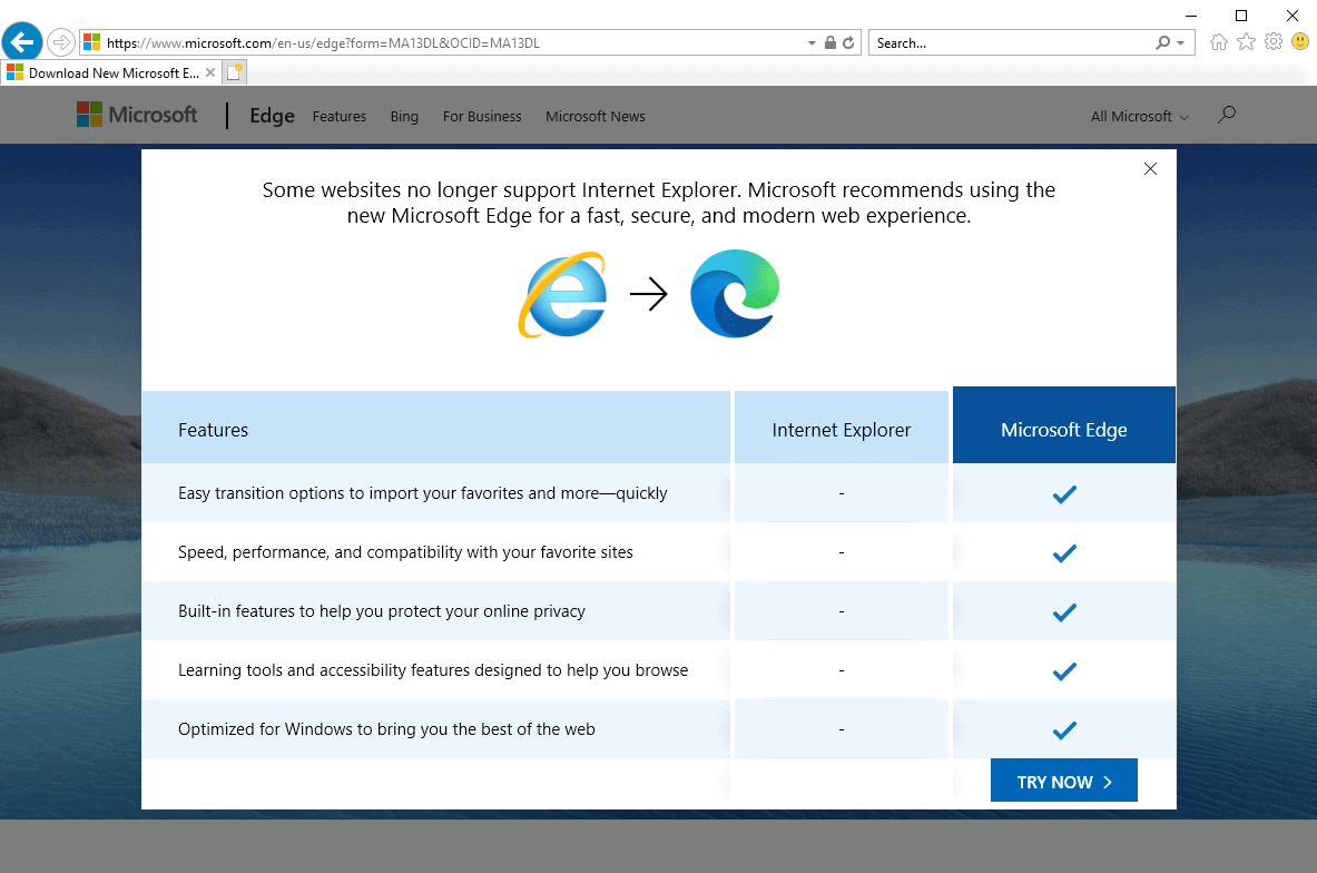 Internet Explorer: end of support for Microsoft Accounts and Apps in November