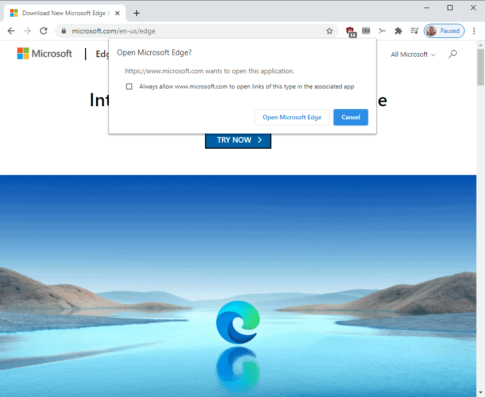 Microsoft makes it difficult to download Microsoft Edge with Firefox and Chrome