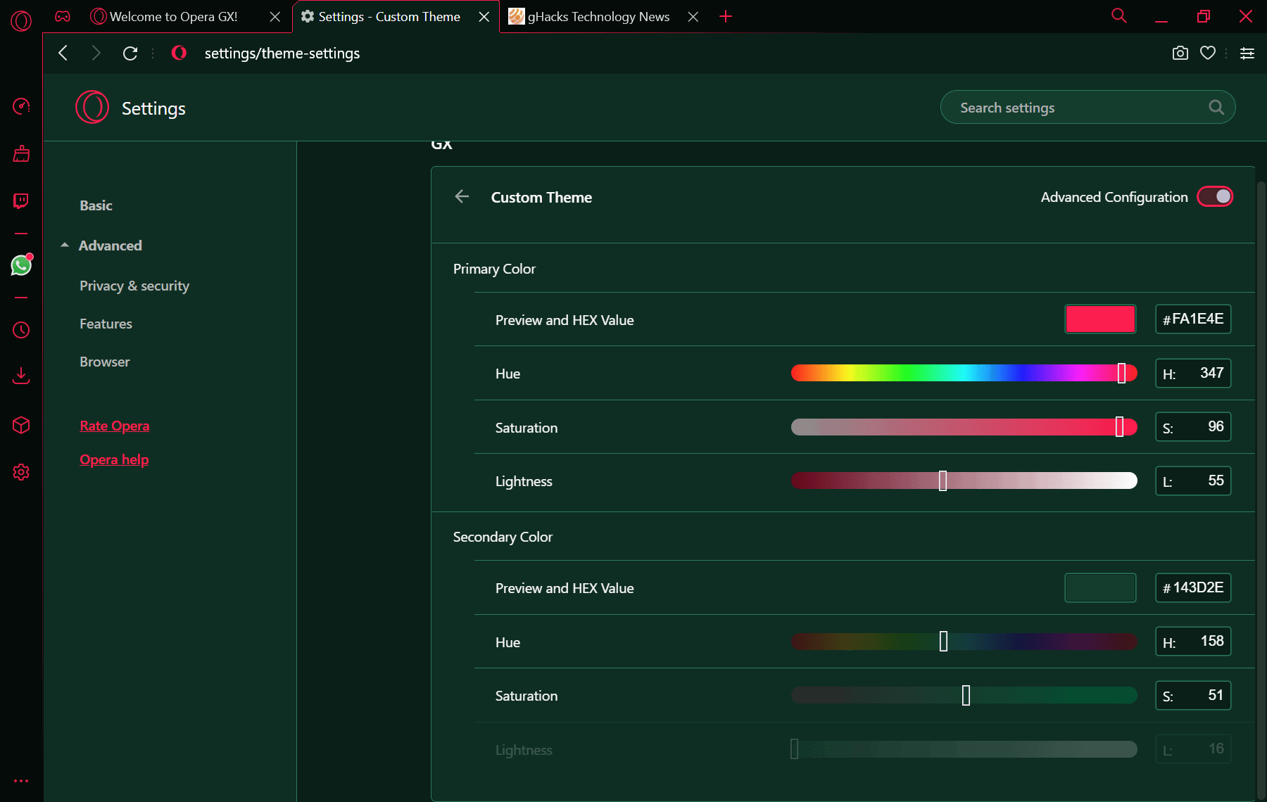 Opera GX adds new color themes plus GX Cleaner to purge those old files