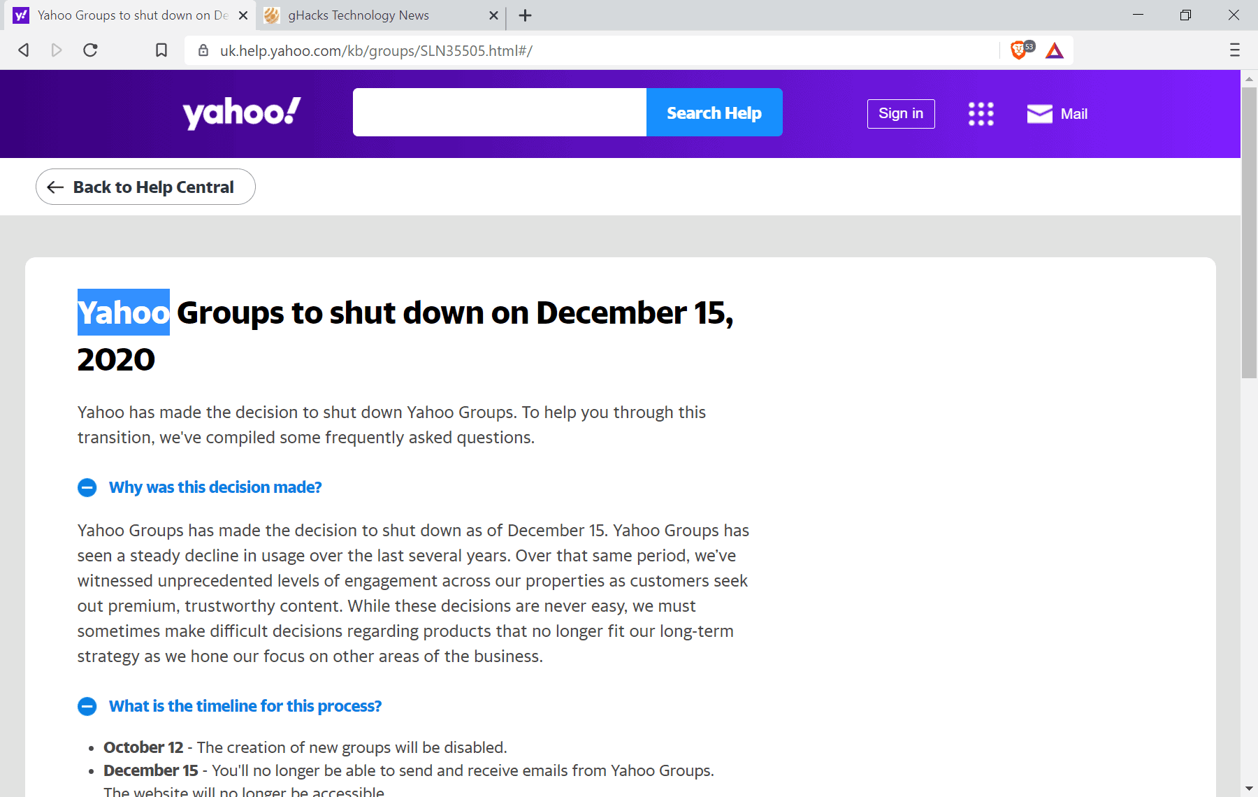 yahoo groups shutdown