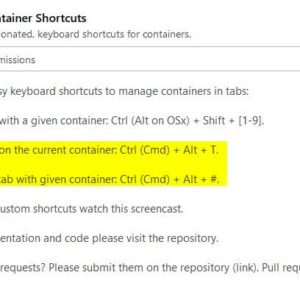 Easy Container shortcuts is an extension that enables additional hotkeys for Firefox containers