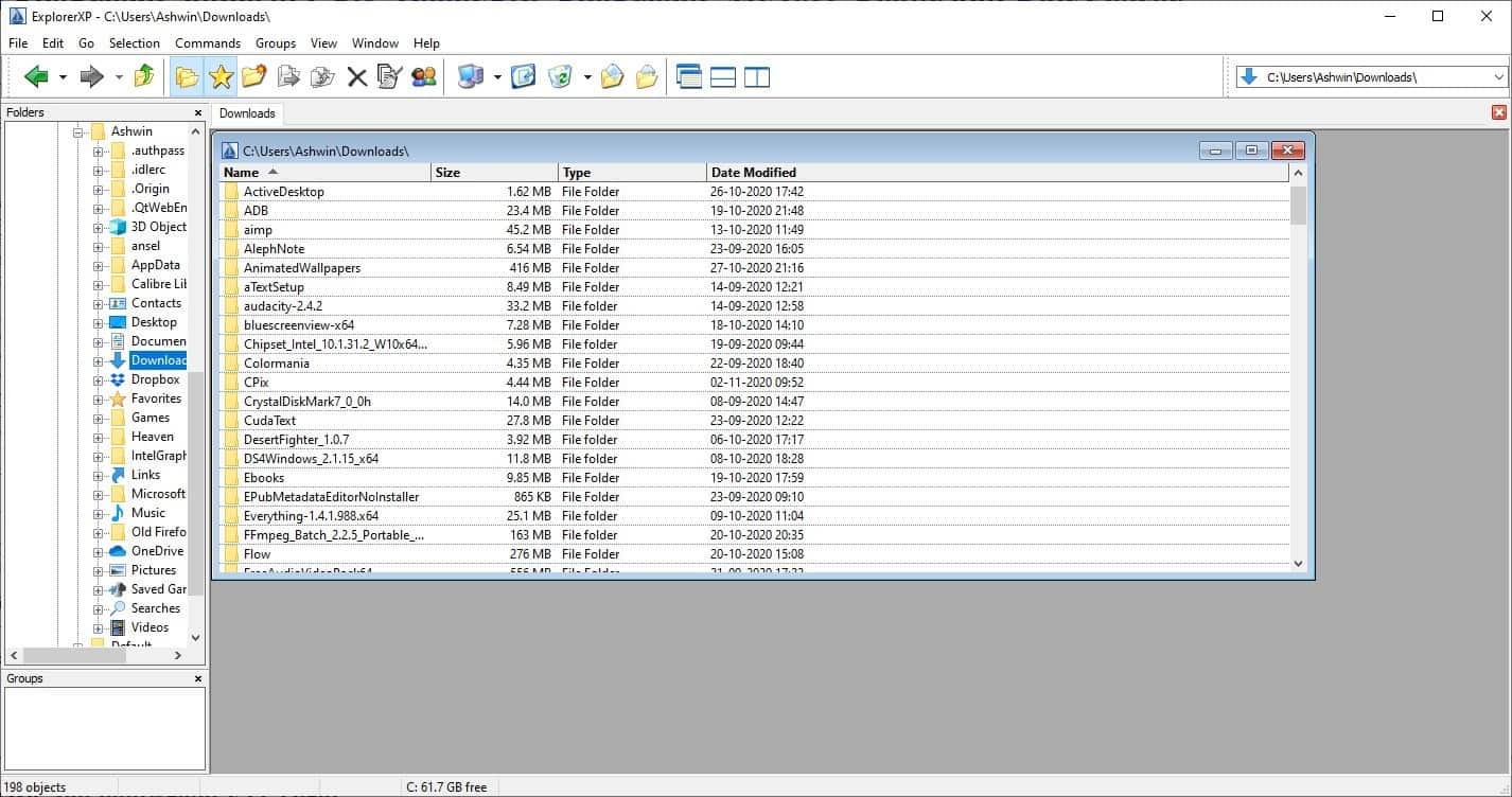 ExplorerXP folder view with grid lines