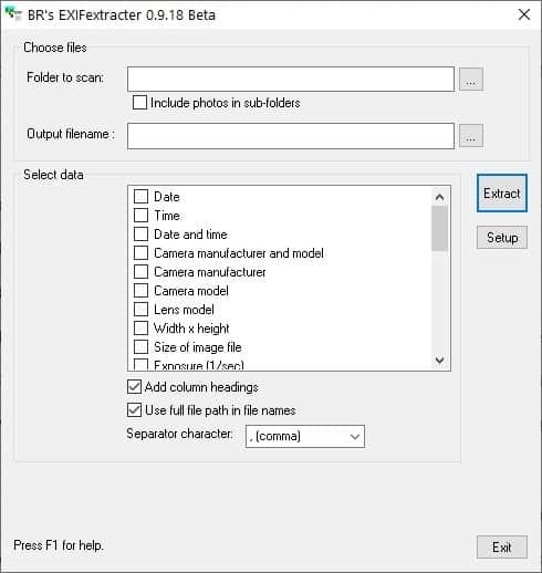 Salva tutti i metadati delle tue foto in un documento CSV con EXIFextracter