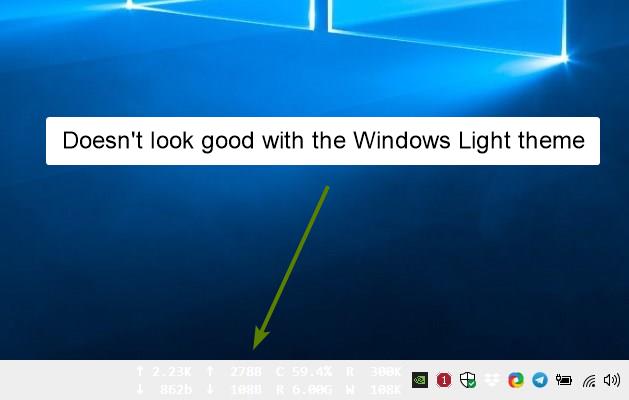 Taskbar stats light theme issue