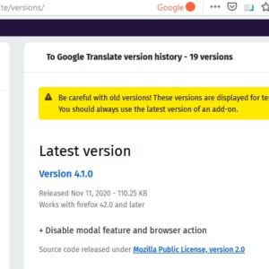To Google Translate update removes the extension's toolbar button and pop-up panel from Firefox
