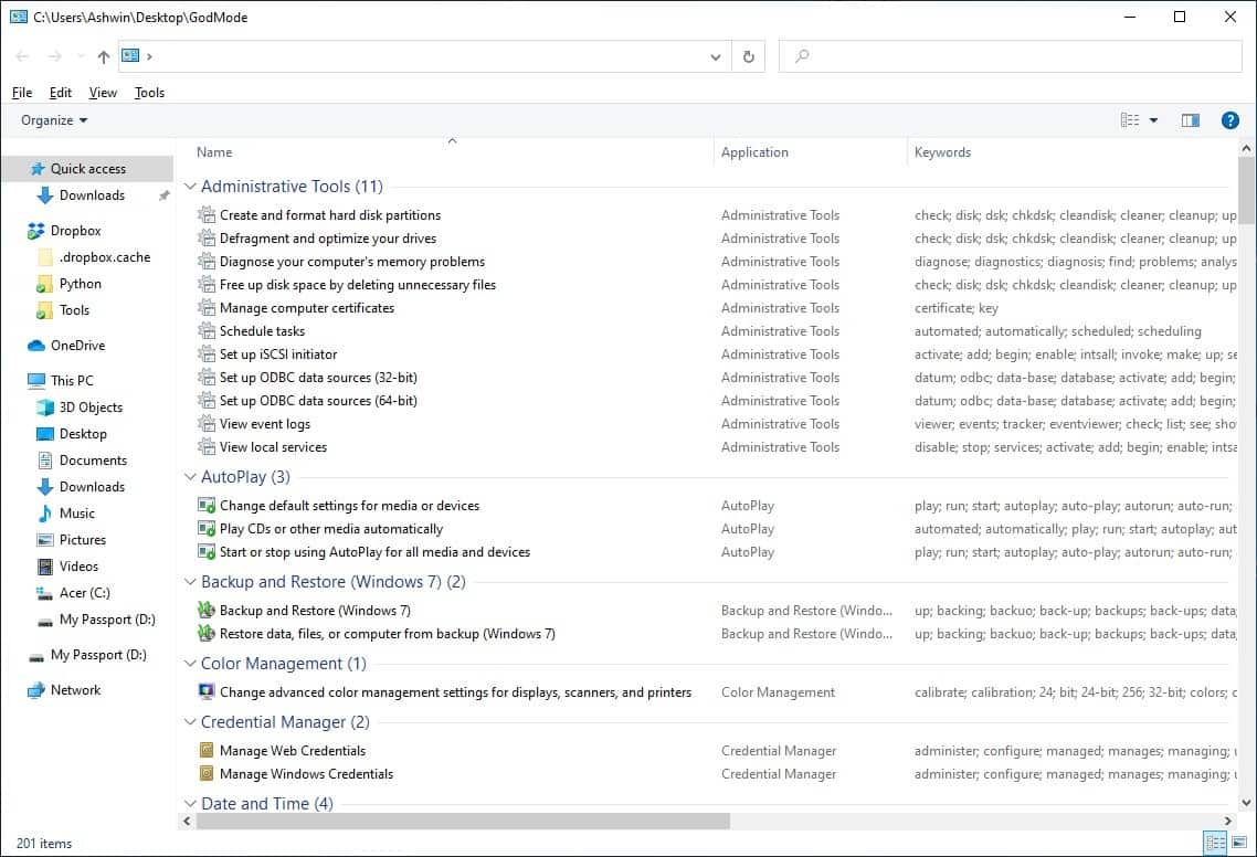 access Godmode with Hidden Windows 10 Features