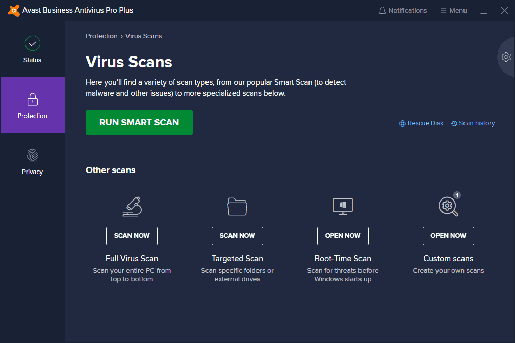 avast virus scan client