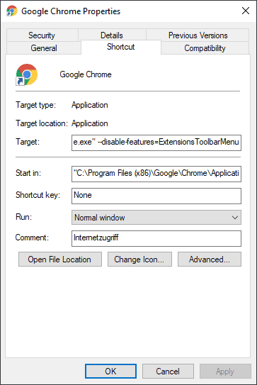 chrome hide extensions icon jigsaw