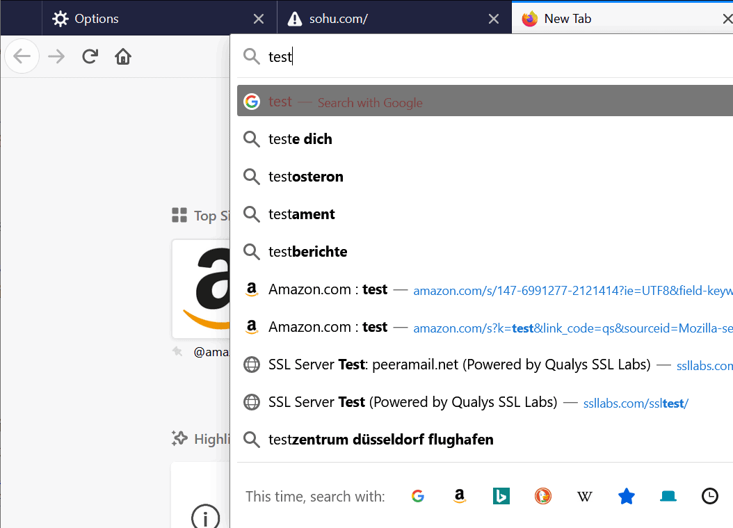 Firefox 83 modifiche alla ricerca